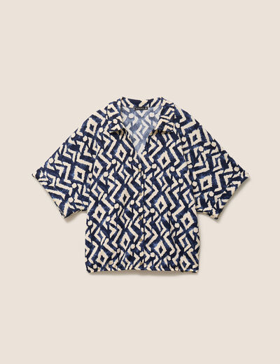 Chemisette manches courtes bleu femme