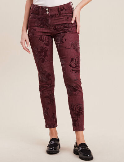 Jean ajusté taille standard bordeaux femme