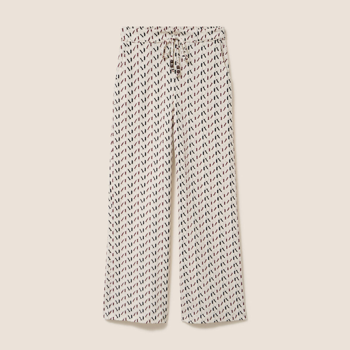 Pantalon large taille haute blanc femme