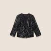 Veste ajust&eacute;e courte &agrave; sequins gris fonc&eacute; femme
