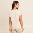 T-shirt col rond manches courtes beige femme