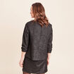 Veste cintr&eacute;e col ch&acirc;le manches 3/4 noir femme