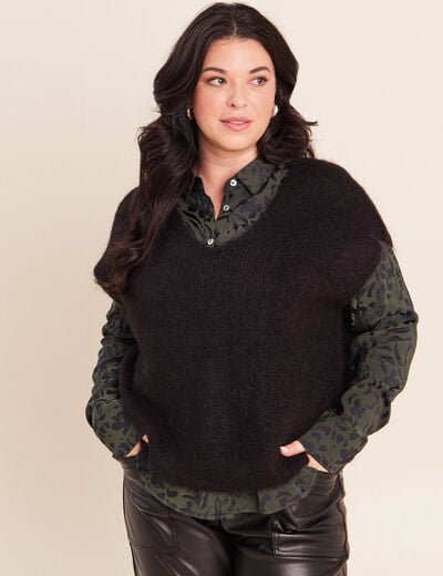 Pull sans manches noir femme