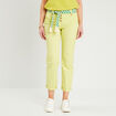 Pantalon droit avec ceinture jaune clair femme