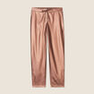 Pantalon ample simili cuir couleur cuivre femme