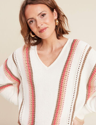 Pull manches longues ecru femme