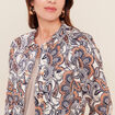 Veste courte droite manches longues marron femme