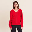 Pull manches longues rouge femme