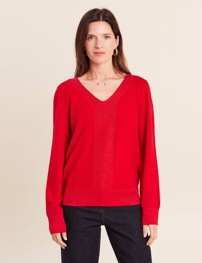 Pull manches longues rouge femme