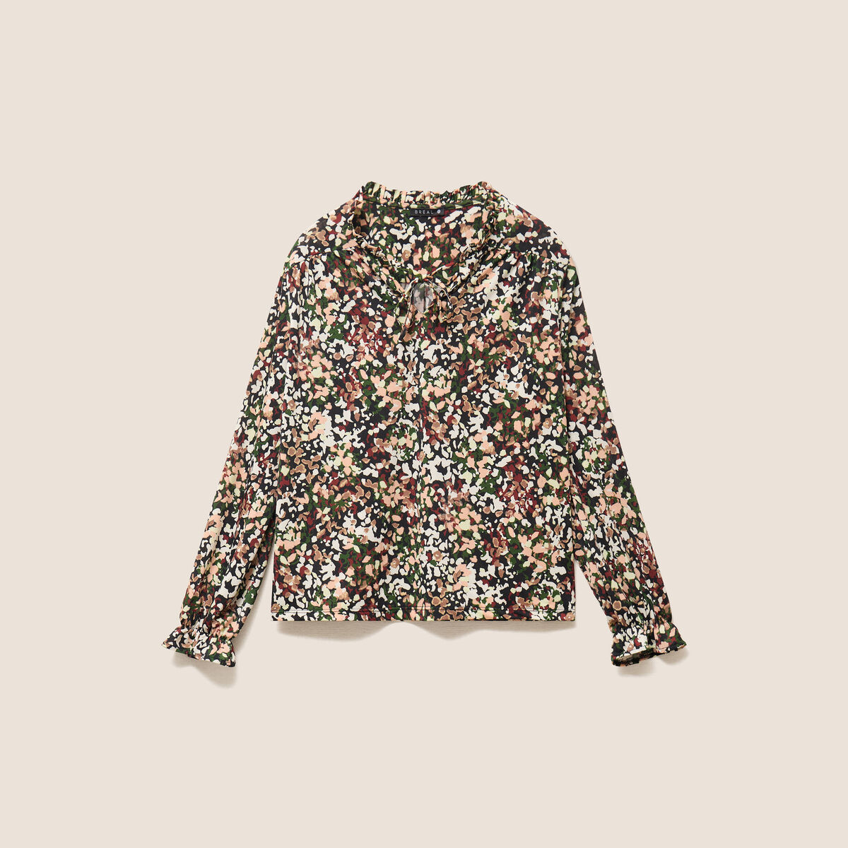 Blouse col v manches longues multicolore femme