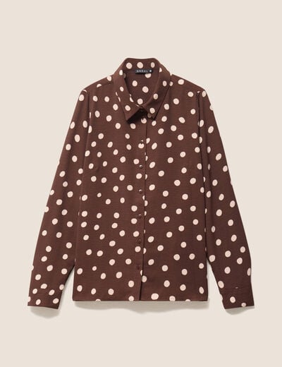 Chemise fluide manches longues marron femme