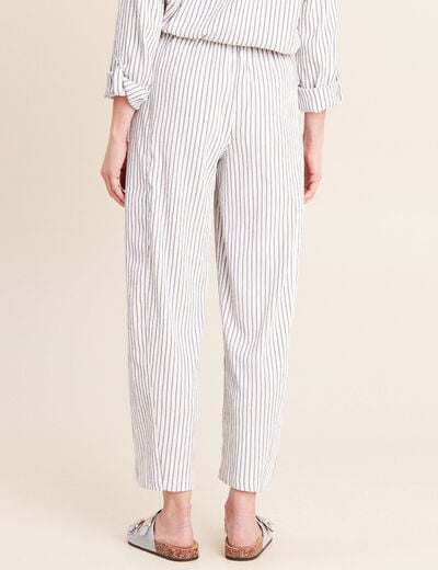 Pantalon fluide coupe barrel bleu femme
