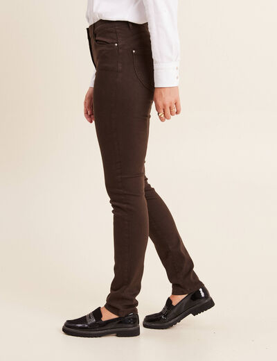 Jean magique ajusté taille standard marron foncé femme