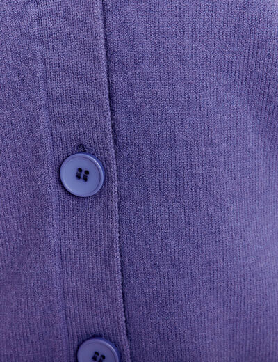 Gilet manches longues col en V violet femme