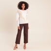 Pull col rond beige femme