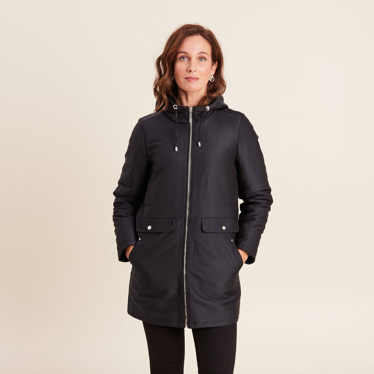 Parka r&eacute;versible &agrave; capuche noir femme