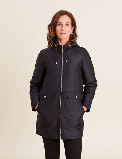Parka r&eacute;versible &agrave; capuche noir femme