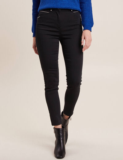 Pantalon ajusté taille haute noir femme