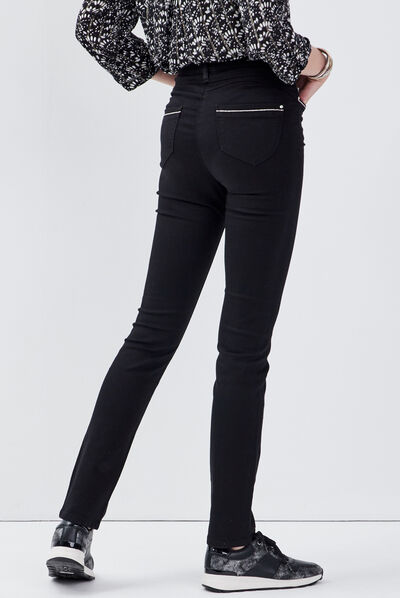 Pantalon ajusté taille haute noir femme