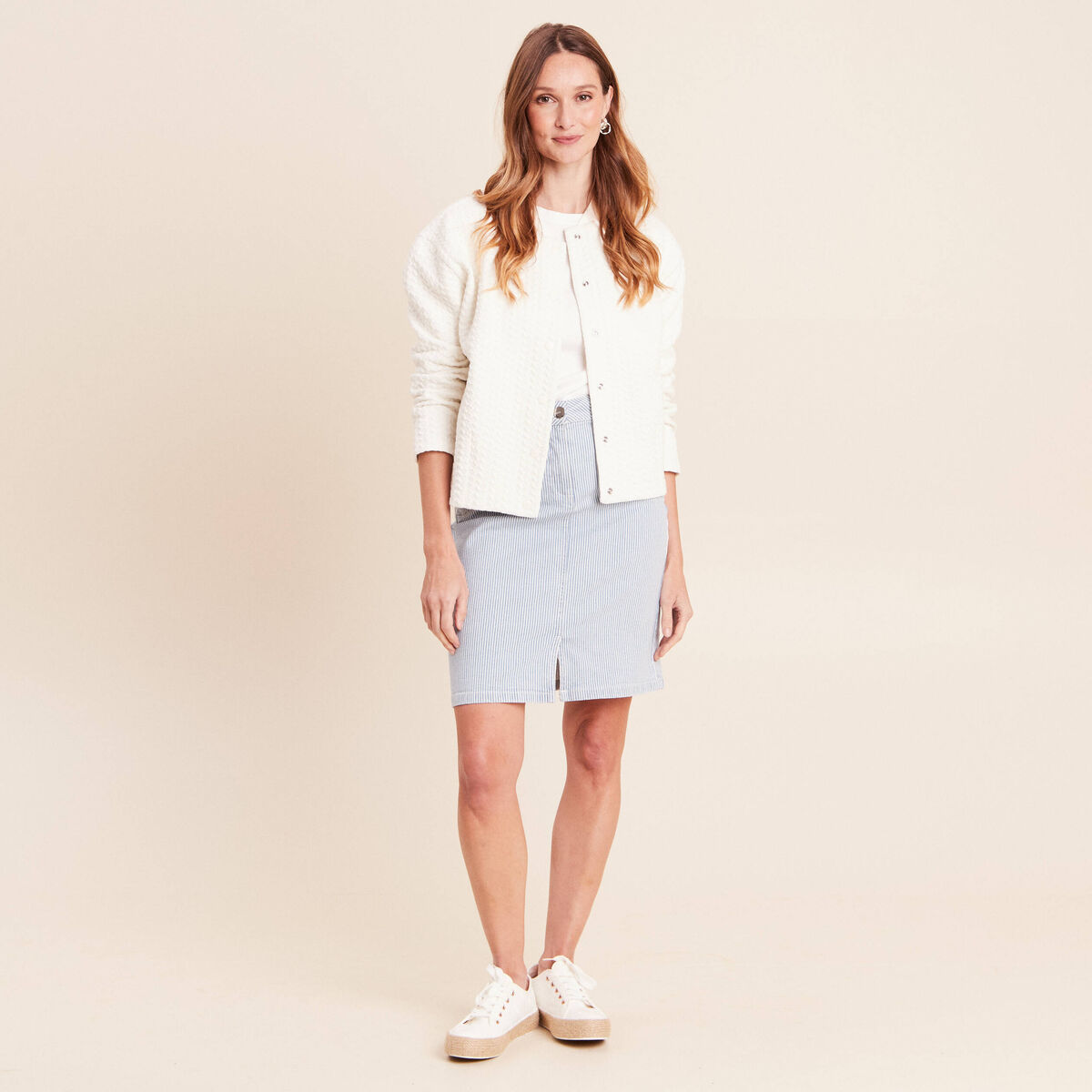 Jupe taille haute bleu femme