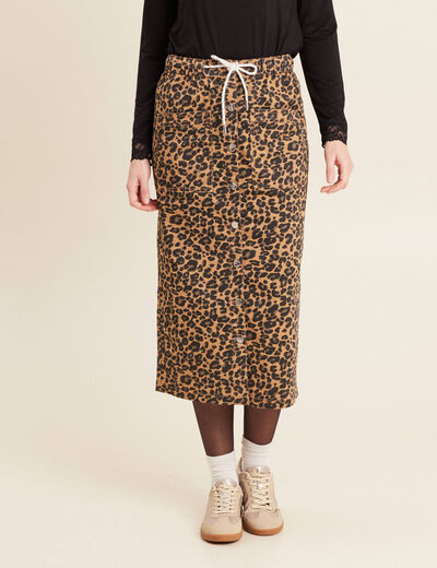 Jupe longue droite marron femme