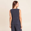 Gilet droit court sans manches col V bleu fonc&eacute; femme