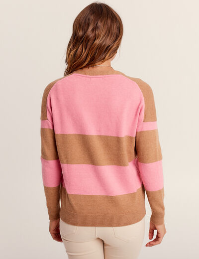 Pull manches longues rose fluo femme