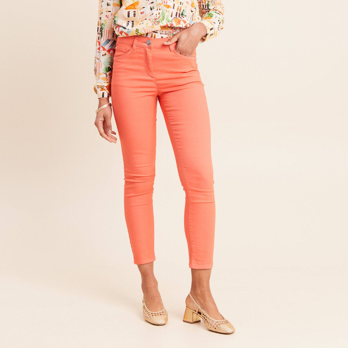 Pantalon magique Le L&eacute;ger coupe ajust&eacute;e orange fluo femme