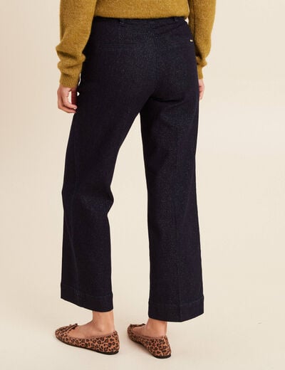 Jean large taille haute &agrave; paillettes denim brut femme