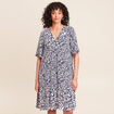 Robe courte &eacute;vas&eacute;e col V bleu femme