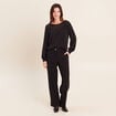 Blouse droite manches longues dentelle noir femme
