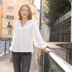 Chemise ample col v manches longues ecru femme