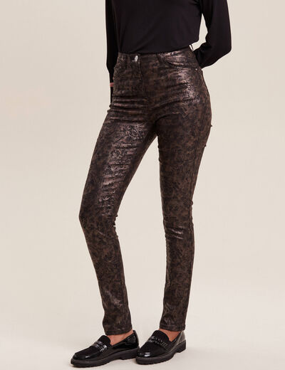 Pantalon ajusté couleur bronze femme