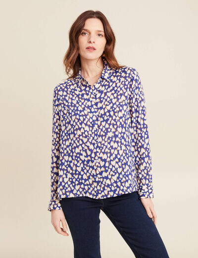 Chemise manches longues bleu femme