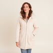 Manteau su&eacute;dine &agrave; capuche creme femme