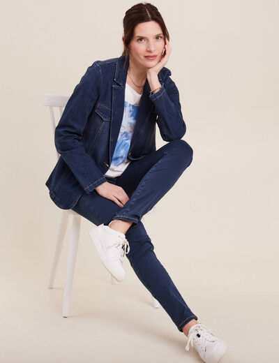 Veste tailleur en jean denim brut femme