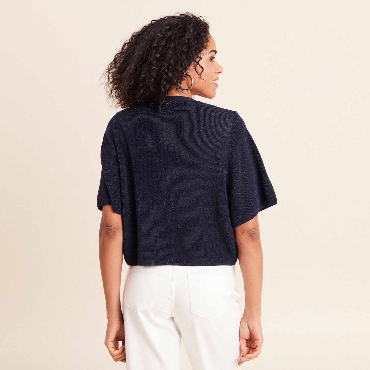 Gilet manches courtes bleu marine femme