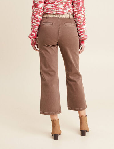 Pantalon large ceinturé 7/8ème bordeaux femme