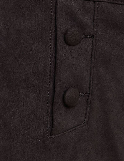 Pantalon aspect daim noir femme