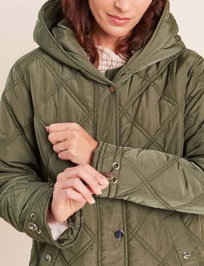 Doudoune doubl&eacute;e avec capuche vert kaki femme