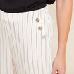 Pantalon taille haute aspect lin blanc femme