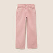 Jean coupe large 7/8&egrave;me taille haute rose femme