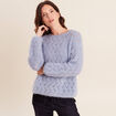 Pull manches longues ajour&eacute; denim snow gris femme