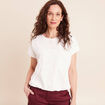 T-shirt col rond manches courtes doubl&eacute;e ecru femme