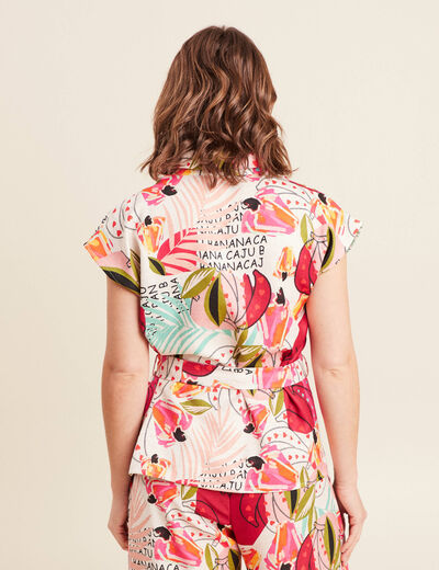 Chemise fluide manches courtes rose femme