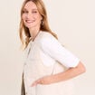 Gilet sans manches doubl&eacute; coton ecru femme