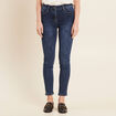 Jean ajusté à strass denim brut femme