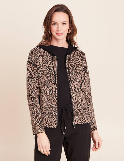 Sweat r&eacute;versible &agrave; capuche vert kaki femme