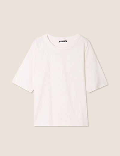 T-shirt manches courtes ecru femme
