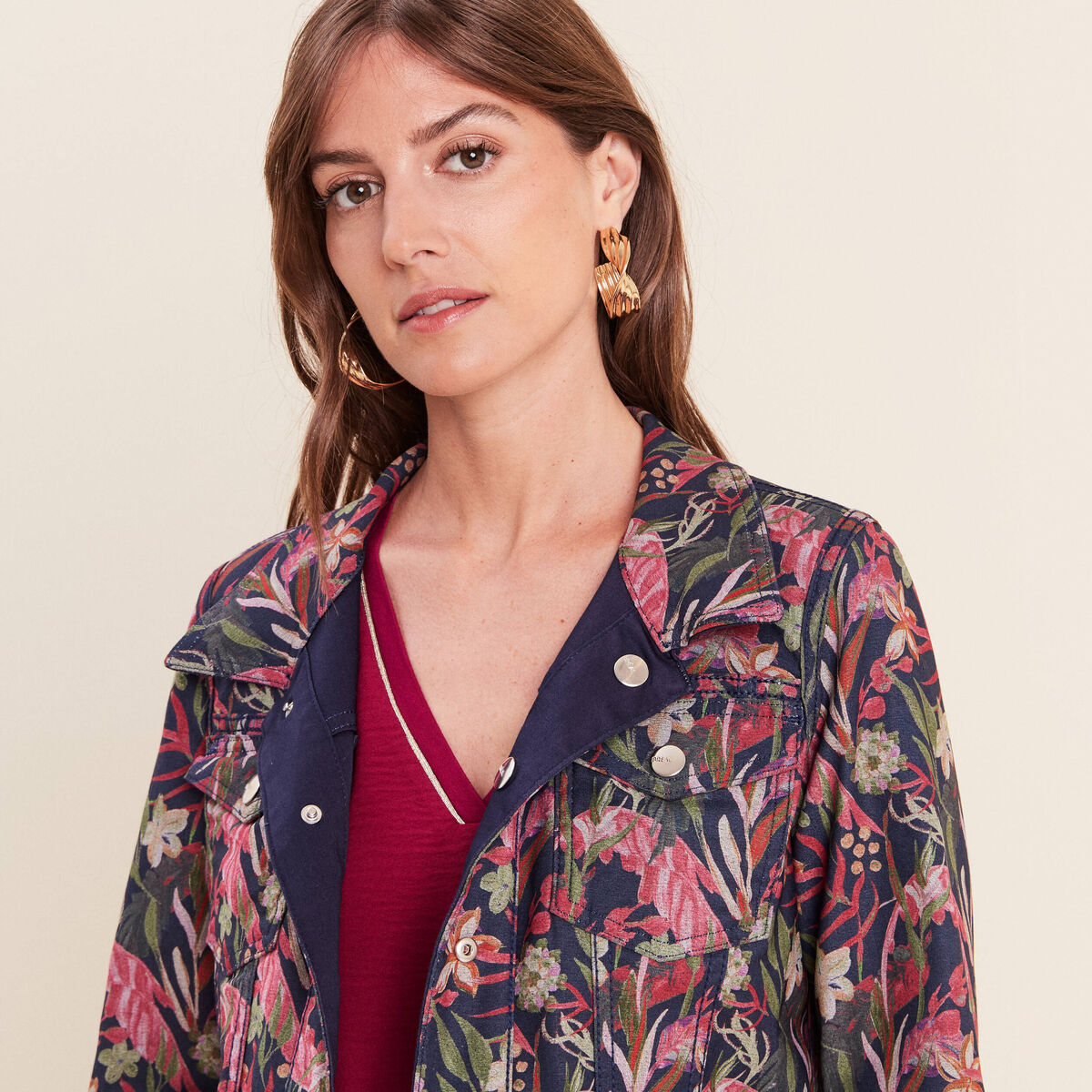 Veste cintr&eacute;e r&eacute;versible multicolore femme